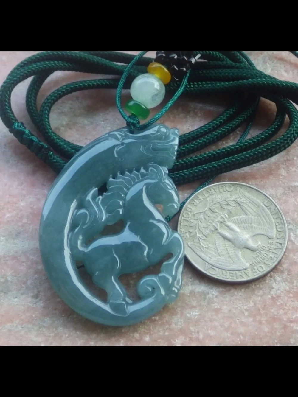 Water blue Exquisite Certificate Jadeite Jade Green Grade A Pendant Dragon Horse